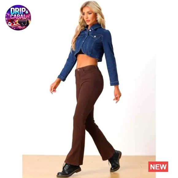 Denim Jacket Cropped Classic Casual Long Sleeve Button Down Y2K Chic